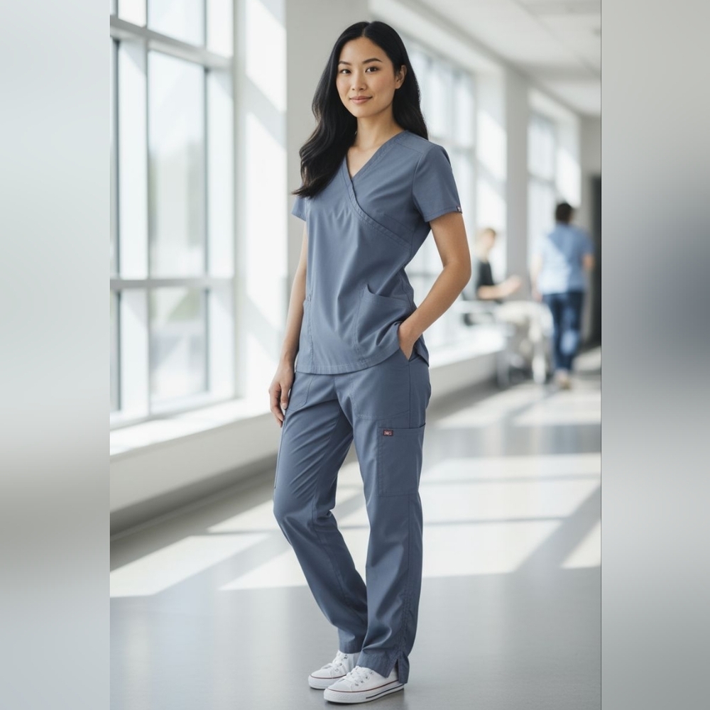 🎉 3/$60 Blue Koi Lite Scrub Set size XS Top and Small Petite Bottoms